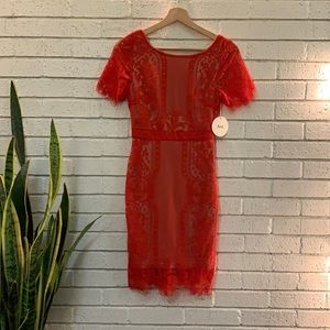 Backless Red Lace Party Dress